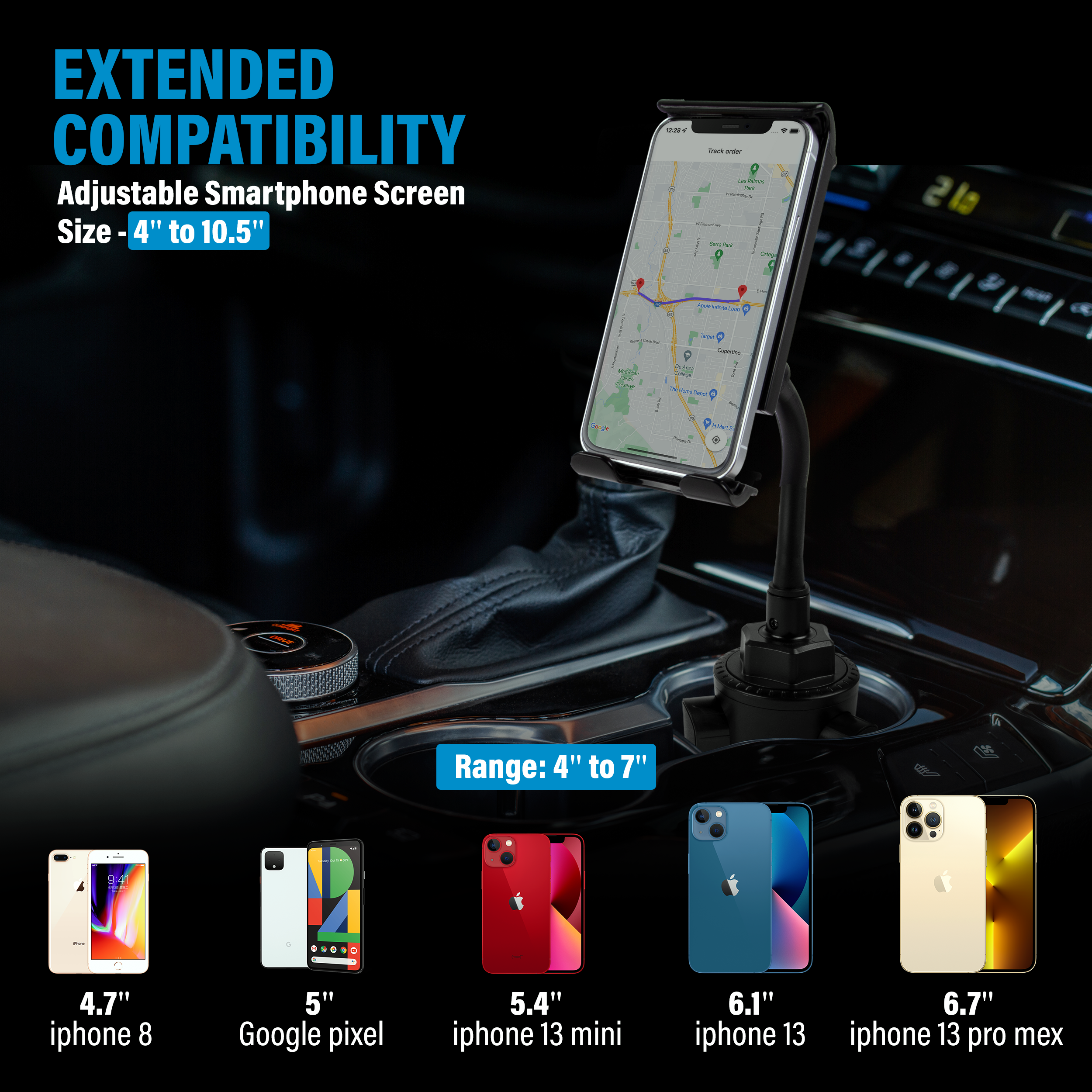 Universal Cup Holder Car Mount 2-in-1 Tablet Phone Holder 360°