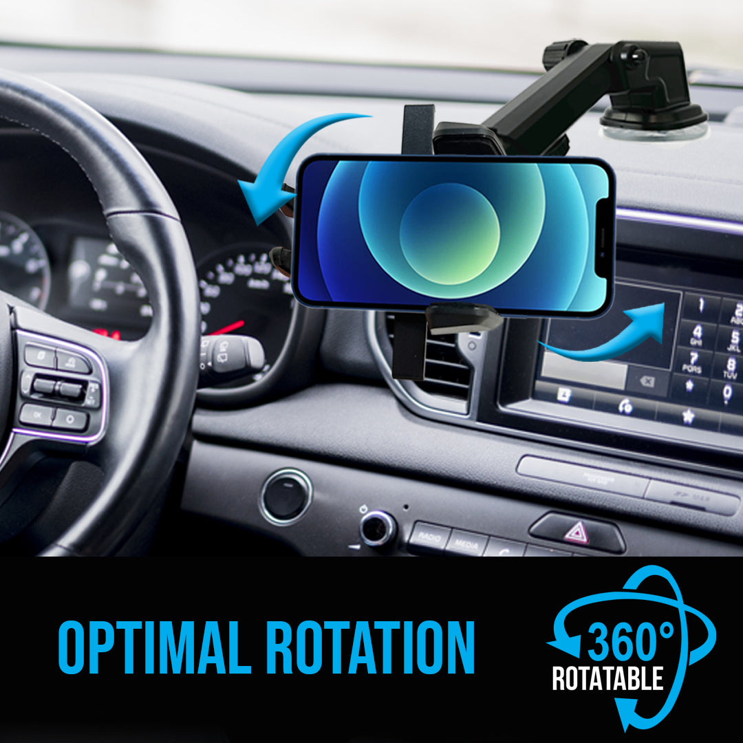 Universal Car Phone Mount - One Touch Windshield Dashboard Holder