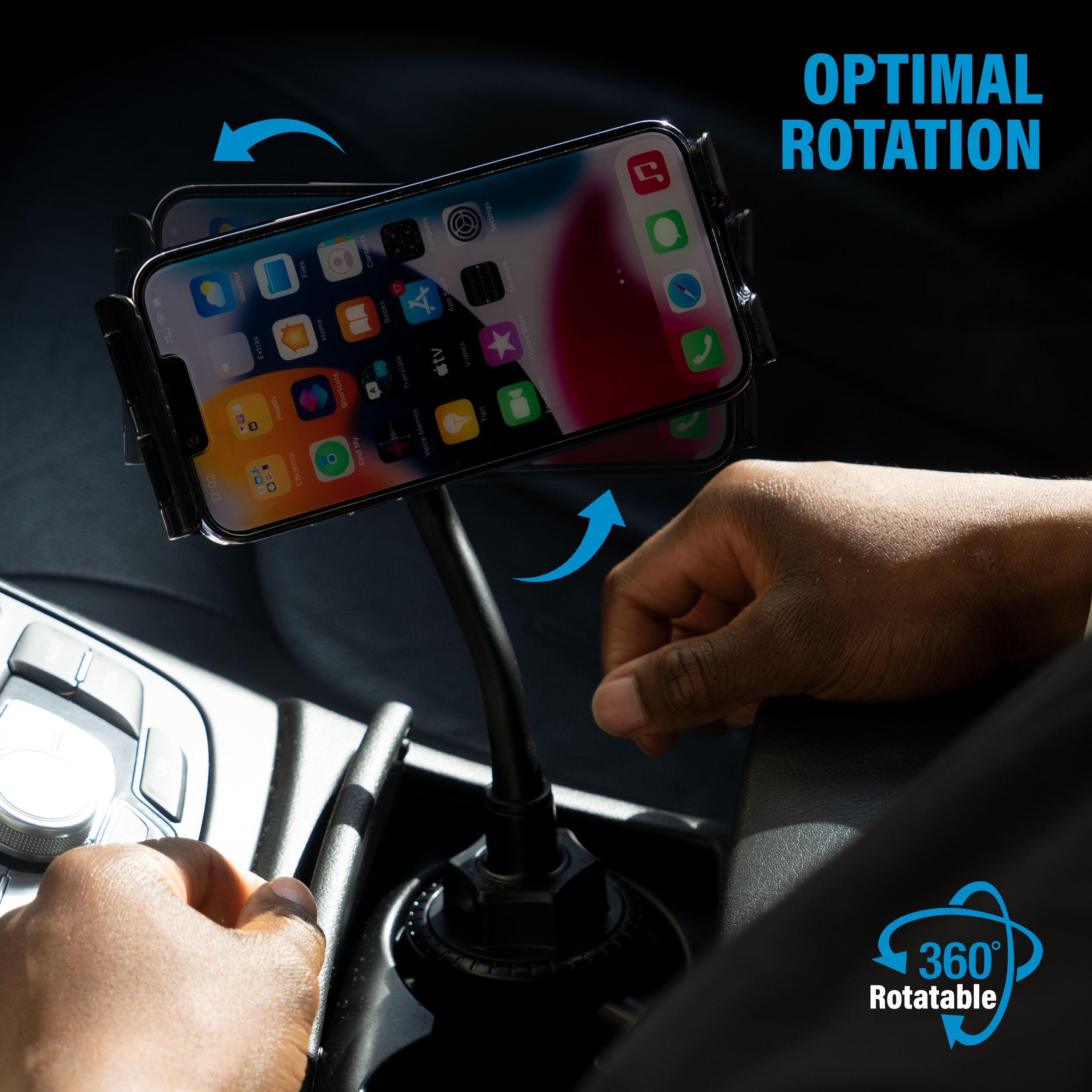 Universal Cup Holder Car Mount 2-in-1 Tablet Phone Holder 360°