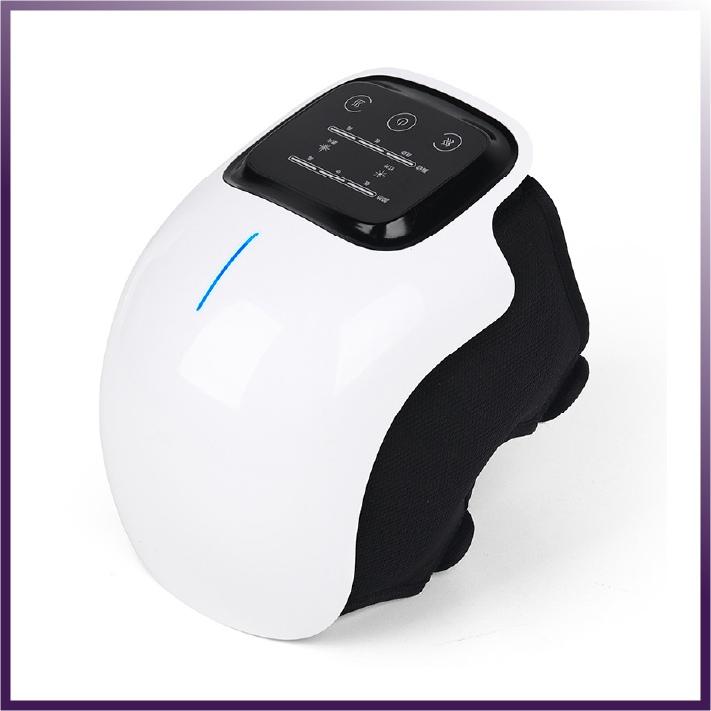 White smart knee massager with control panel and adjustable straps by eterus.