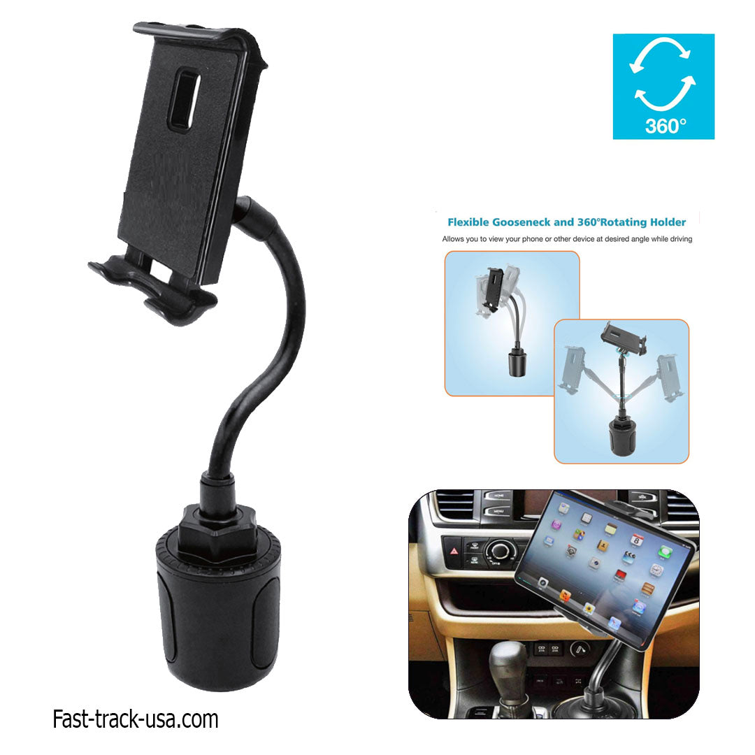 Universal Cup Holder Car Mount 2-in-1 Tablet Phone Holder 360°