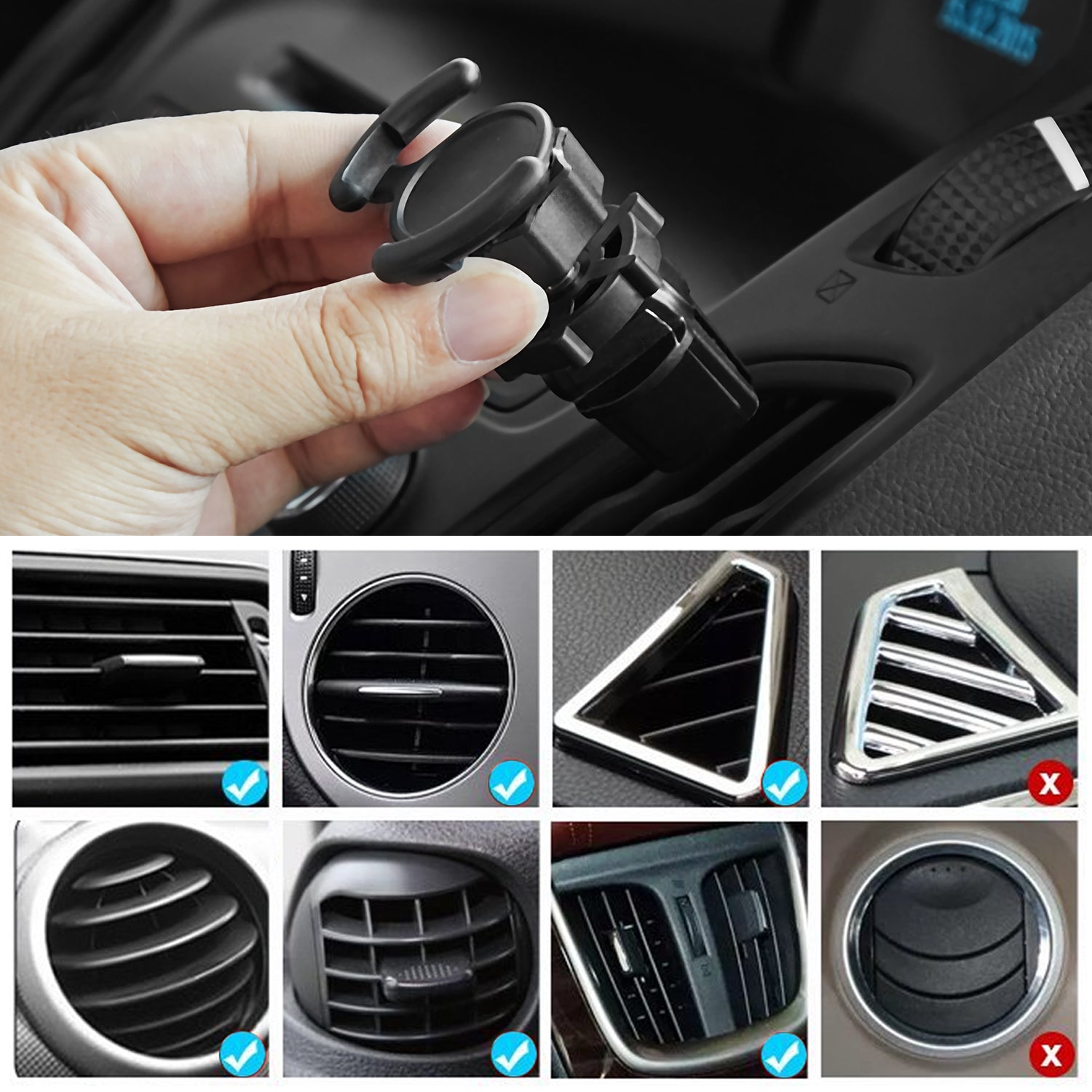 Universal Air Vent Phone Mount 360° Rotation PopSocket Compatible