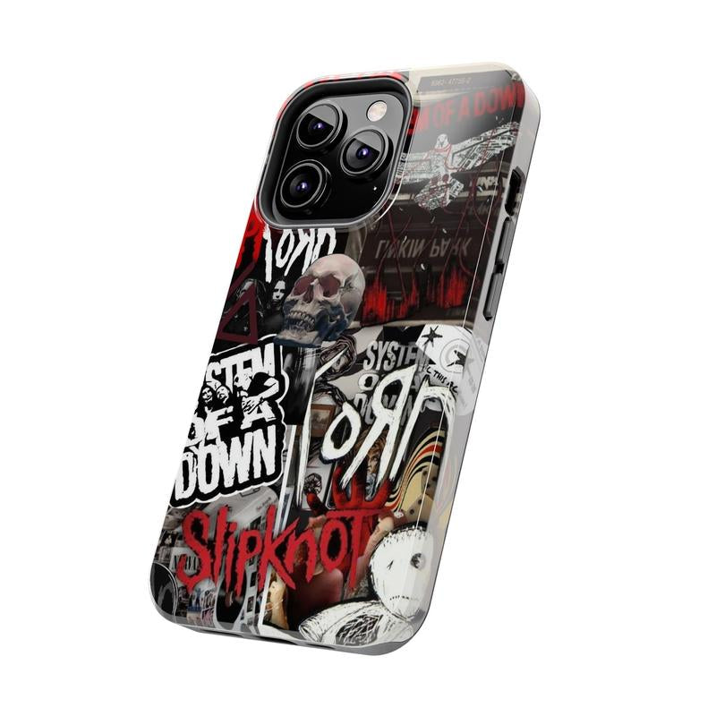 Slipknot and System of a down Collage Case, Heavy Metal Aesthetic for Rock Fans, for Iphone 16 15 14 13 12 11 X SE, Samsung S25 S24 S23 S22 S21, Gift for Fans C