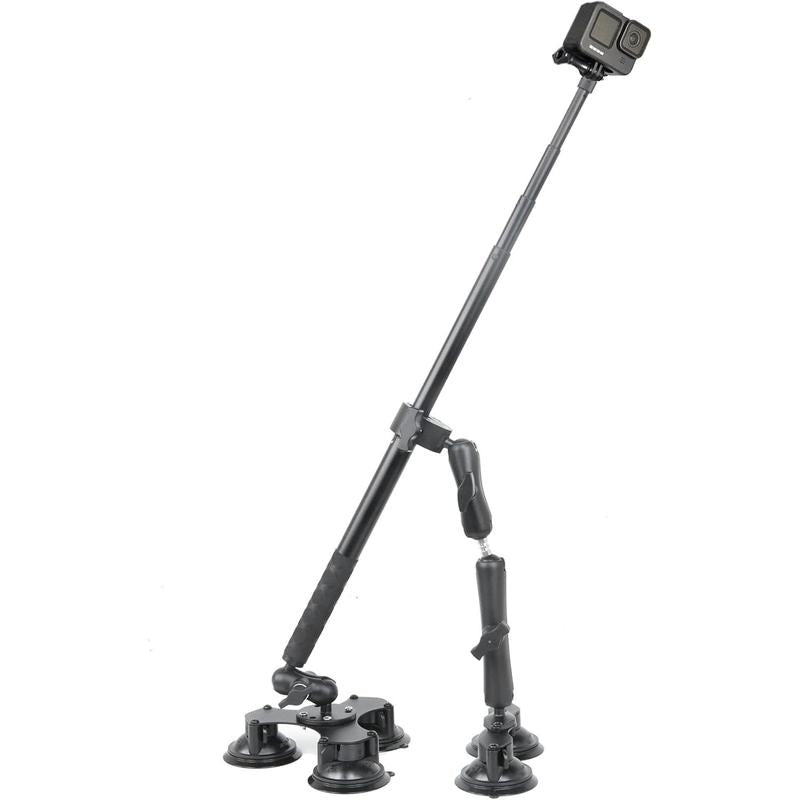 360 Camera Suction Cup Mount Kit for Insta360 X4/X3/Ace Pro/Go 3 & Max/Hero 12/11 - Triple / 5 Suction Cups with Super Clamp & Selfie Stick for High-Speed Video