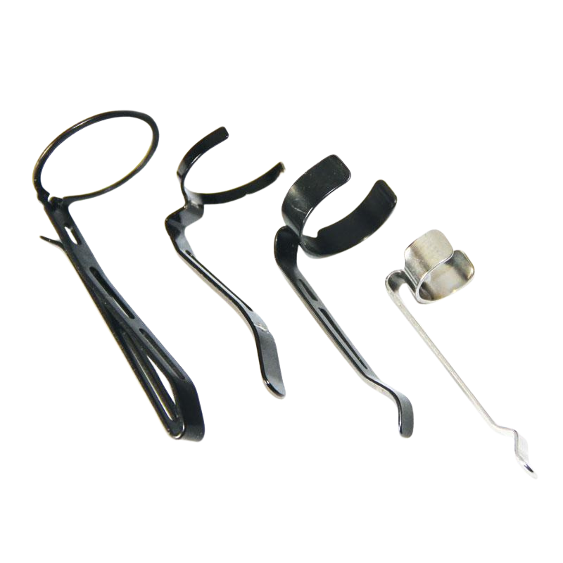 Black metal replacement clips for M5 & M6 by Powertac, designed for secure fastening and durability.