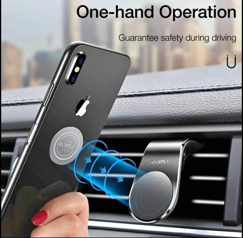 Strong Magnetic Car Air Vent Phone Holder - Universal L-Clip Mount