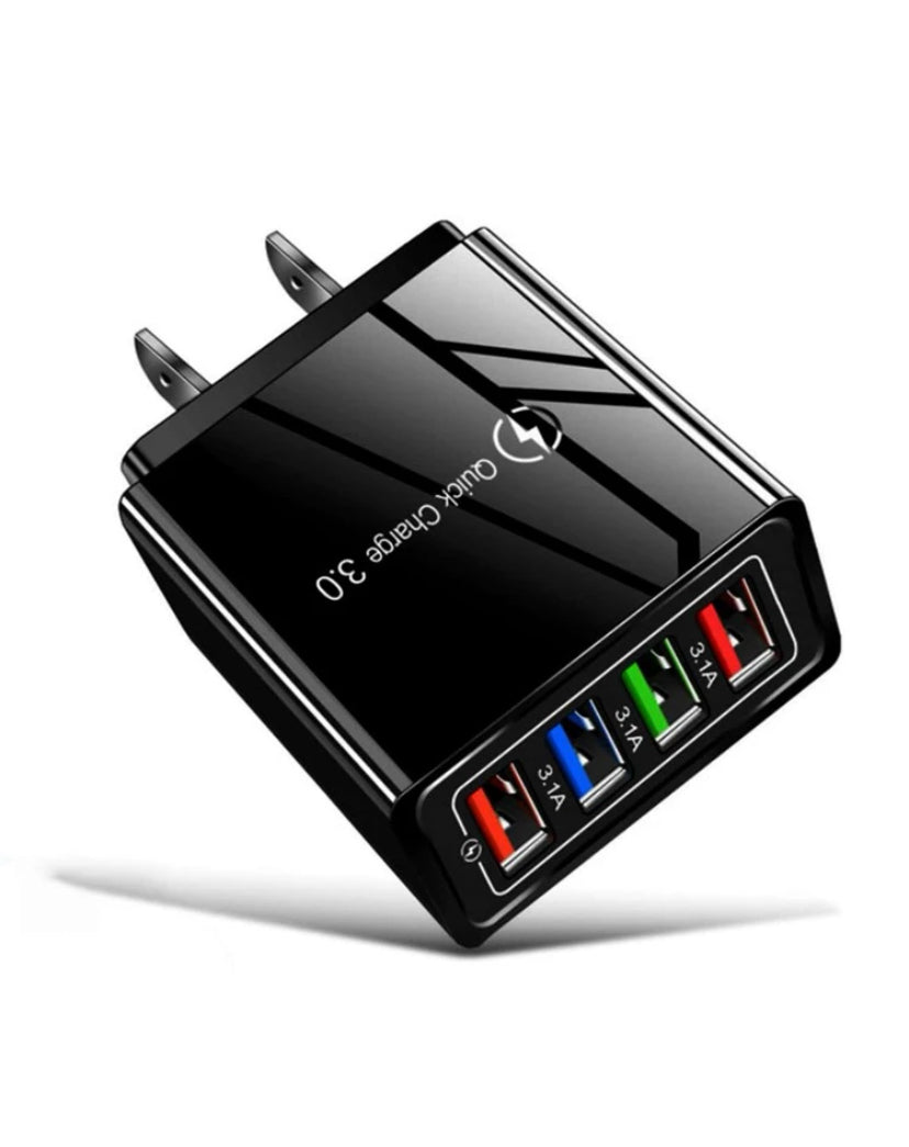 USB 벽 충전기 플러그 블록 블록 큐브 4 포트 휴대용 빠른 충전기