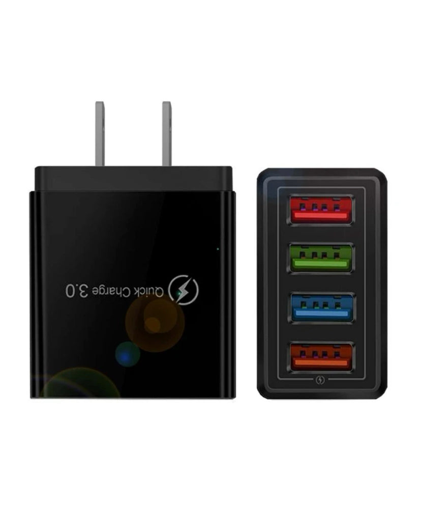 USB 벽 충전기 플러그 블록 블록 큐브 4 포트 휴대용 빠른 충전기