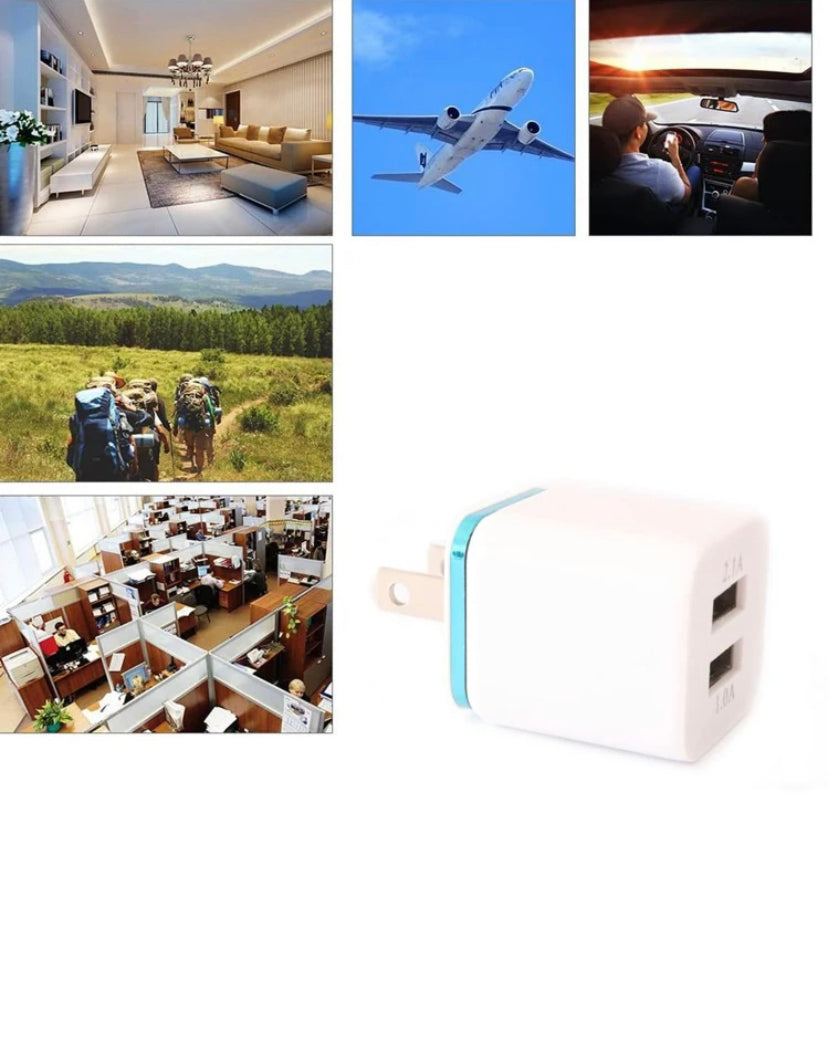 Dual Port USB Wall Charger - Fast Charging Block Cube 3A Output