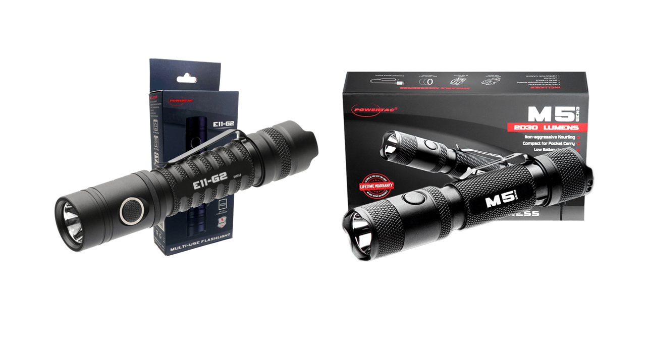 Powertac M5Gen3 E11Gen2 Bundle - Rechargeable LED Flashlight Set