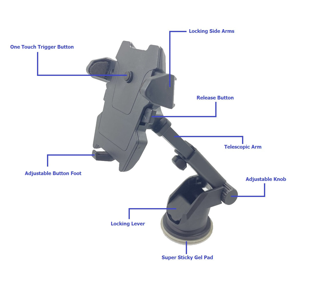 Universal Car Phone Mount - Adjustable Long Neck Dashboard Holder
