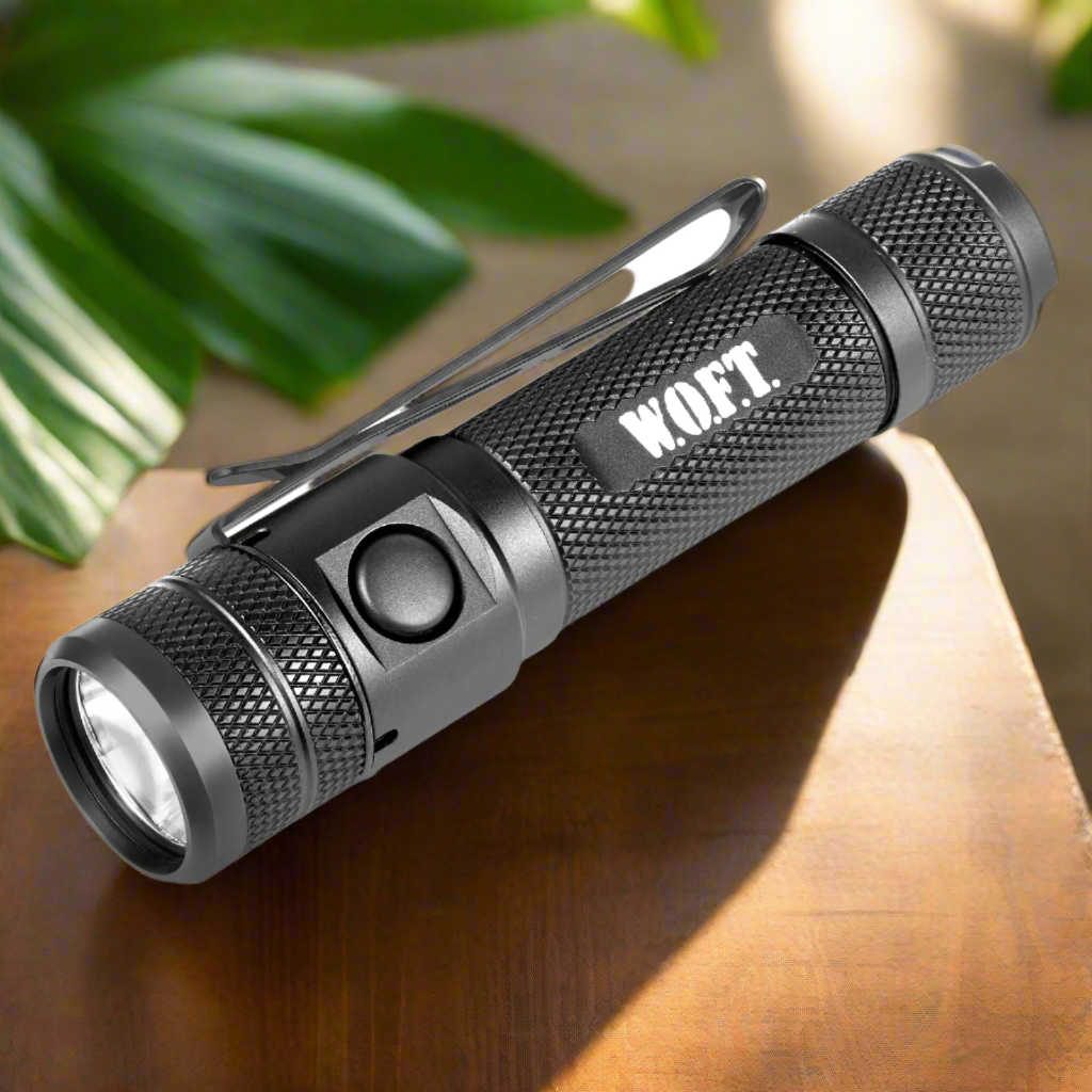 WOFT 1200 Lumen Tactical EDC Flashlight - Rechargeable Self-Defense