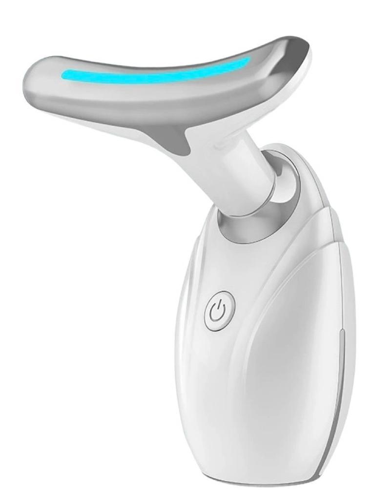Chrome alloy LED face and neck lifting device with blue light therapy for anti-aging by eterus.