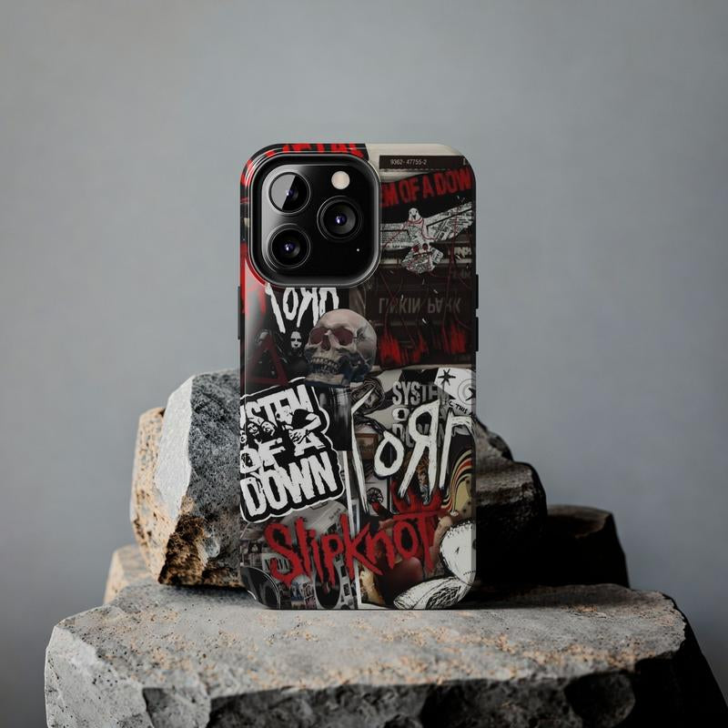 Slipknot and System of a down Collage Case, Heavy Metal Aesthetic for Rock Fans, for Iphone 16 15 14 13 12 11 X SE, Samsung S25 S24 S23 S22 S21, Gift for Fans C