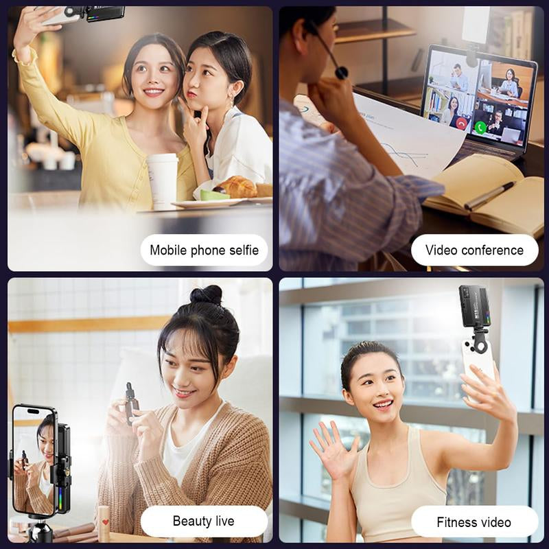 LED Camera Light Portable Photography Video Lights Selfie for Warm and Cool 3 Colors 3000-9900K 72Pcs Beads with Cell Phone Clip 1/4 Standard Screw 1500Mah Rechargeable CRI 80