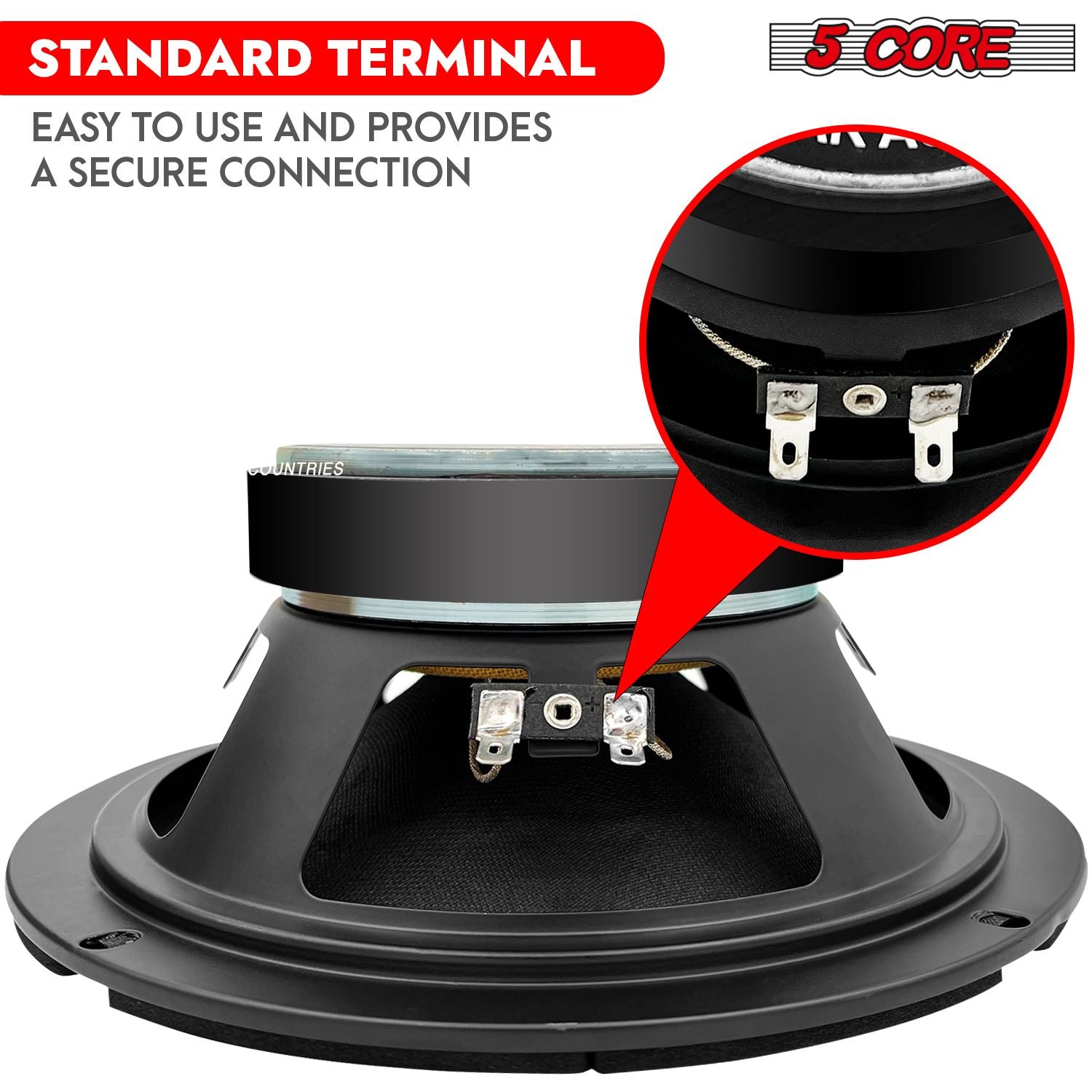 5 CORE 8 Inch Mid Range Bullet Pro Audio Car Speaker Red Aluminium Bullet Loudspeaker 500W Max 8 Ohms - Premium Quality Audio Door Speakers for Car or Truck Stereo Sound System MR 8 BLT 8oHM