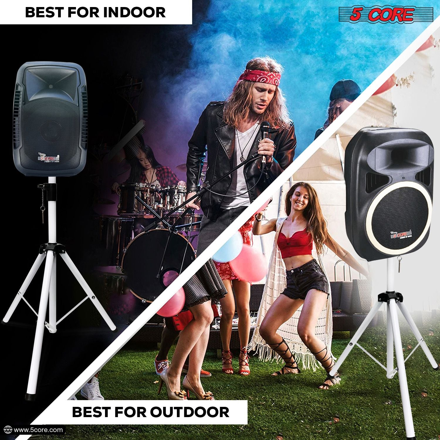 5 Core Heavy Duty Steel Speaker Stand Tripod - Adjustable 40-72" DJ Studio Monitor Mount with Bag