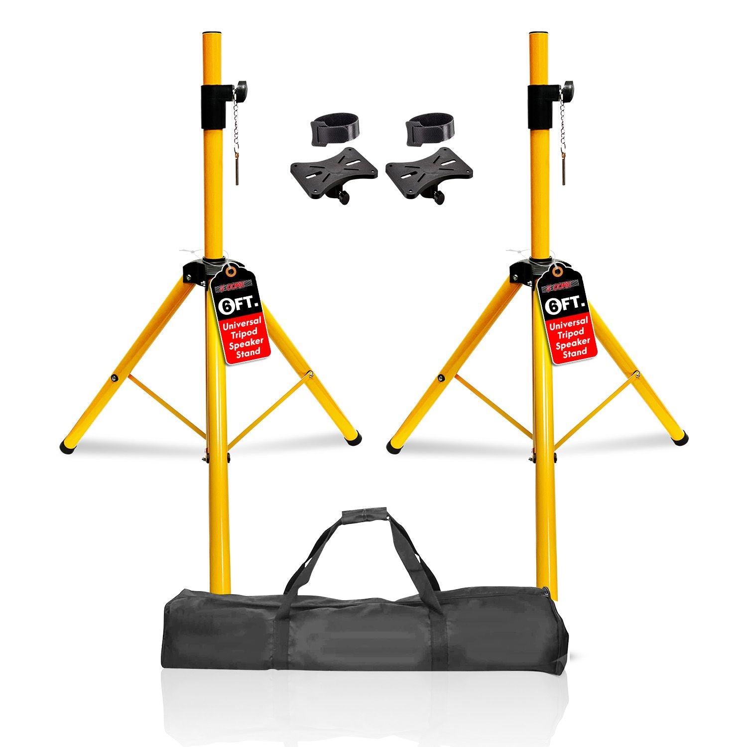 5 Core Heavy Duty Adjustable Speaker Stand 40-72" Steel Tripod Yellow