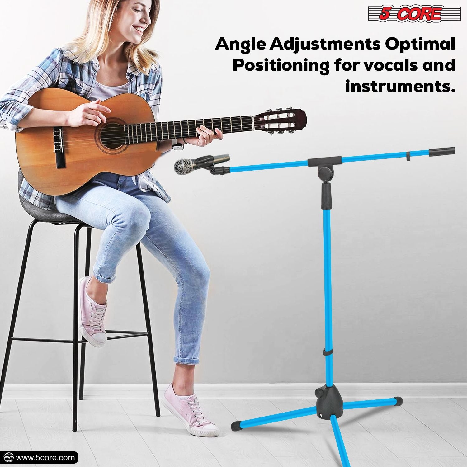 5 Core Chân máy mic đứng sàn có thể điều chỉnh từ 18 đến 72 inch Sturdy Boom ARM Người giữ micro đứng bệ para microfono