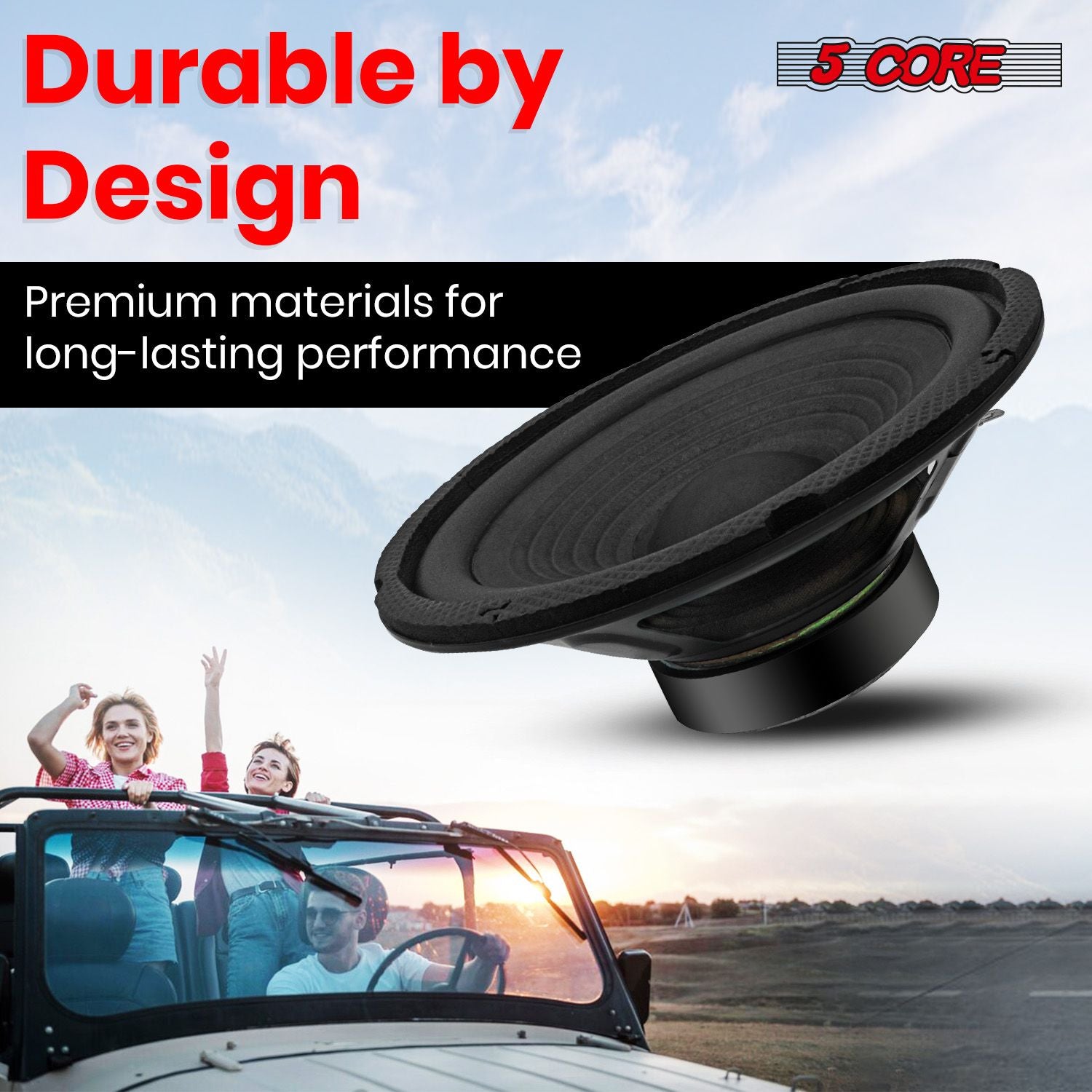 5 CORE 6 Inch Subwoofer Speaker Pair 4 OHM 300W Peak Replacement Car Audio Sub Woofer - WF 672 2 PCS