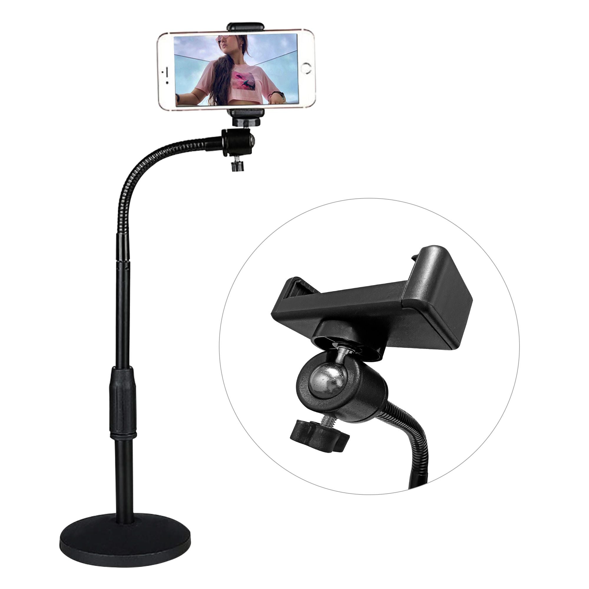 5 Core Gooseneck Điện thoại giữ giá cho bàn bàn tay linh hoạt với đế tròn chống trượt, điện thoại di động gắn kẹp tương thích với tất cả các điện thoại thông minh RBS mob