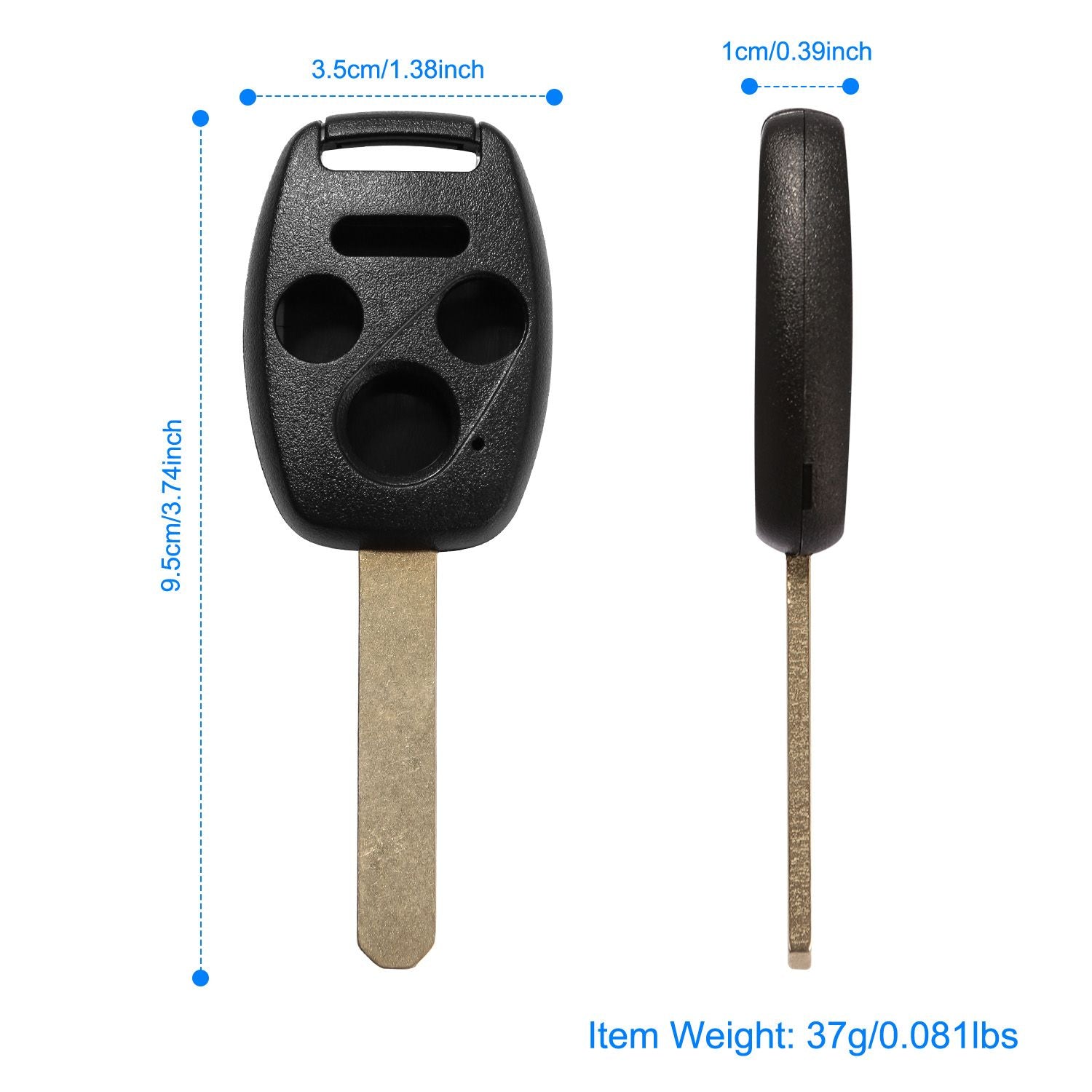 2Pcs ABS Honda Accord Key Fob Shell Case 2008-2012 Remote Entry