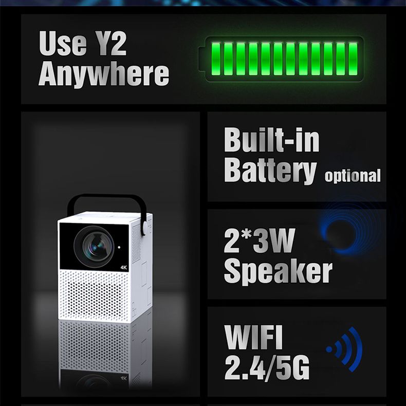FMUSER Y2 4K Portable Interactive Projector Android 9.0 HDMI WiFi