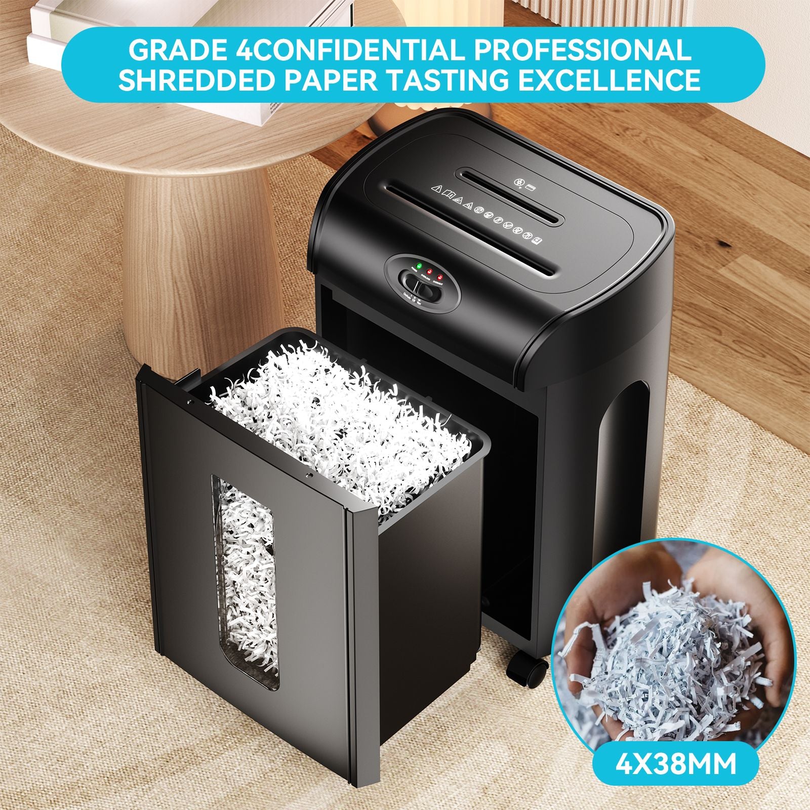 Máy hủy giấy cắt giấy chéo 15 tờ, 4,76 gallon giấy nặng/cd/card siêu