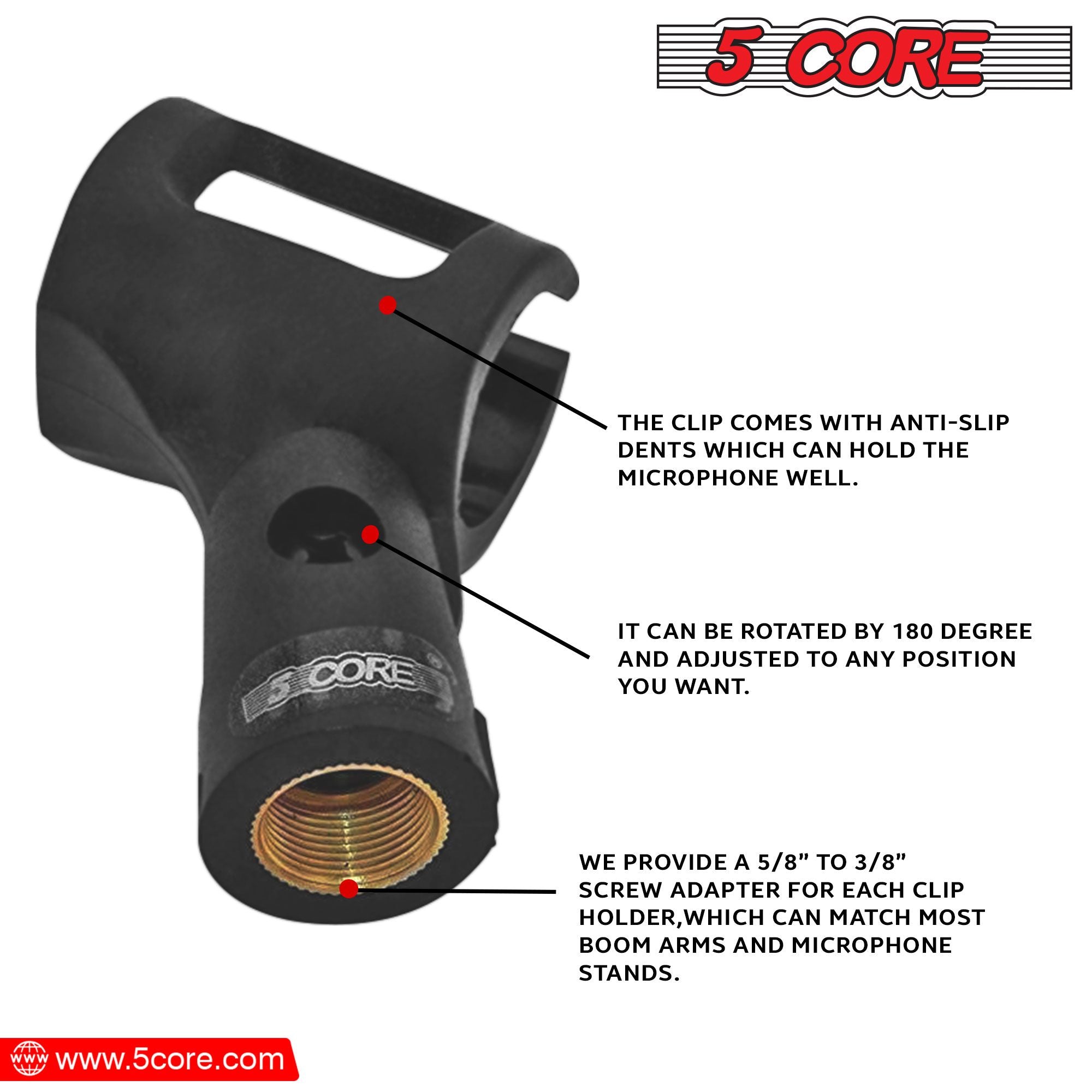 5 clip mic lõi cho đứng 6 mảnh micrô clip clip có thể điều chỉnh với bộ chuyển đổi nữ 5/8 "nam đến 3/8" phù hợp với micro cầm tay, MC-01 6 pc