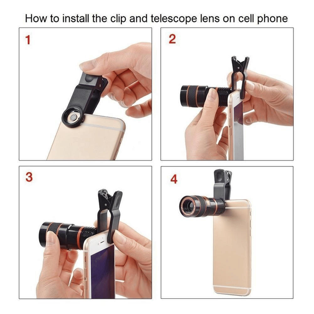 Klip HD 8x pada lensa kamera teleskop zoom optik untuk ponsel universal seluler