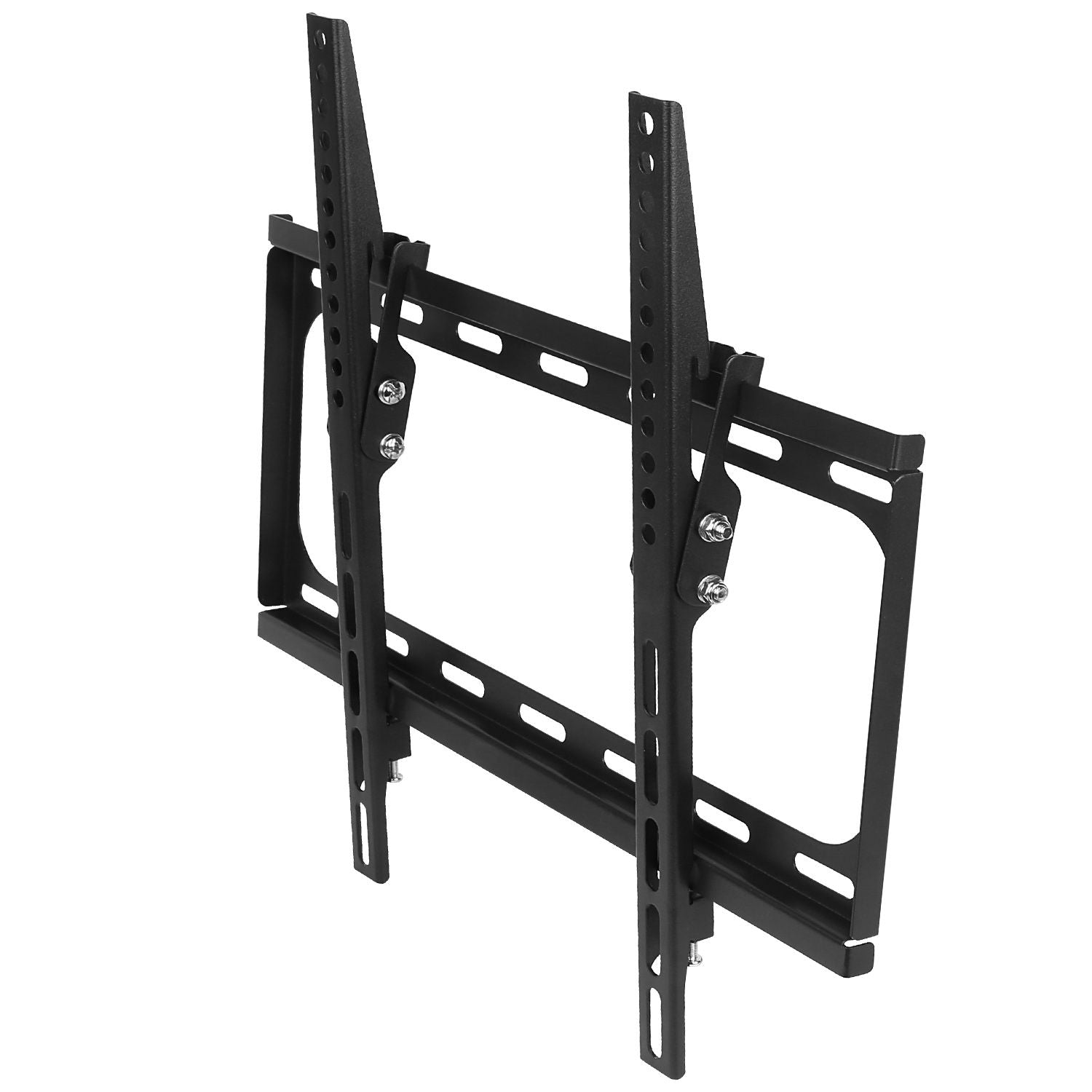 Heavy duty black steel TV wall mount tilt bracket for 32-55" TVs, VESA 400x400, 10-degree tilt, 88lb capacity.