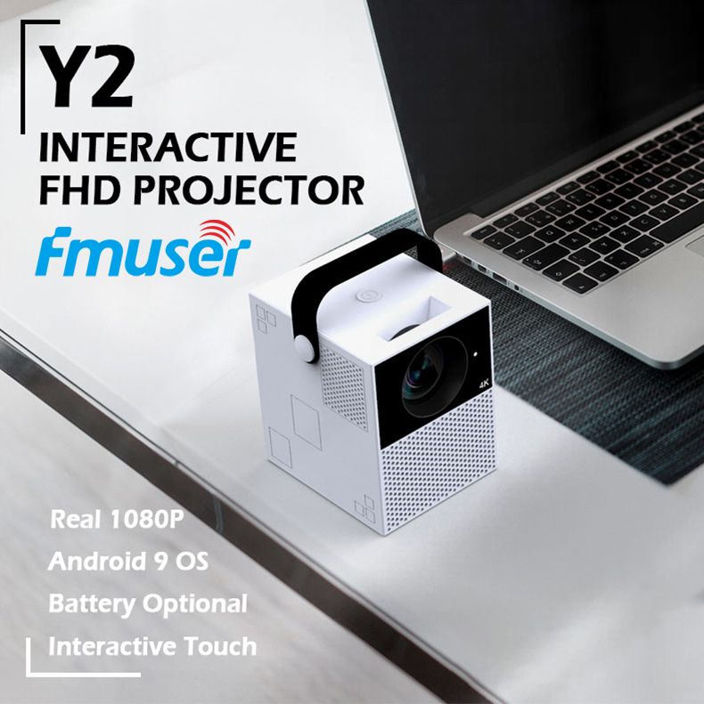 FMUSER Y2 4K Portable Interactive Projector Android 9.0 HDMI WiFi