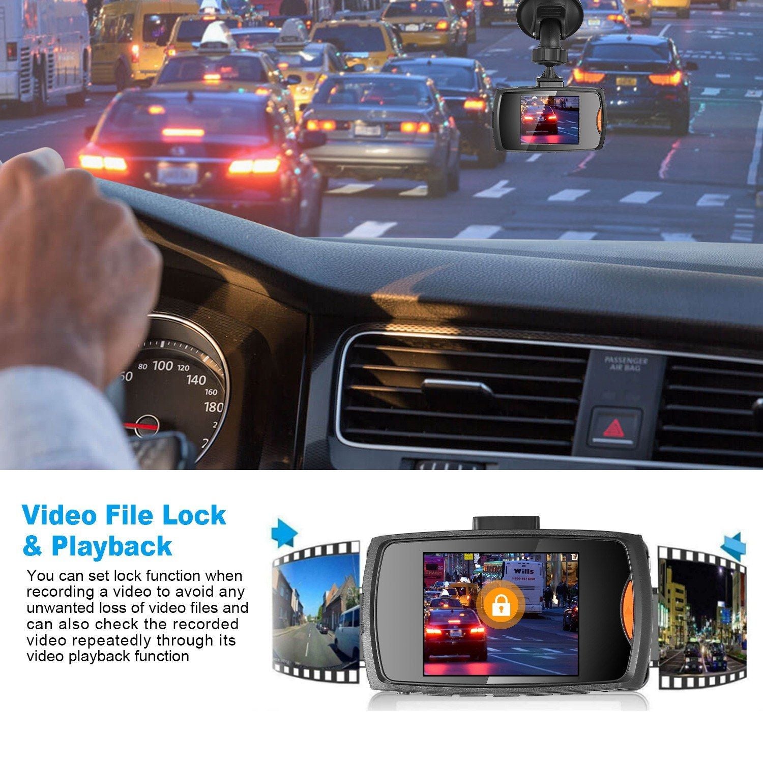 Camera Hành Trình 1080P HD Góc Rộng 90° Ghi Hình Ban Đêm