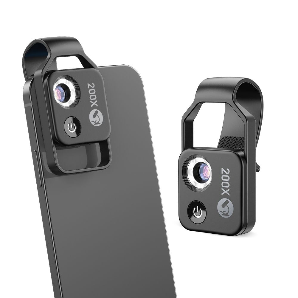 Apexel HD 200x Mikroskop -Makroobjektiv für die tragbare Tasche von Mobiltelefonen mit CPL -Filter -LED -Licht für iPhone Huawei Samsung Xiaomi Die meisten Smartphones