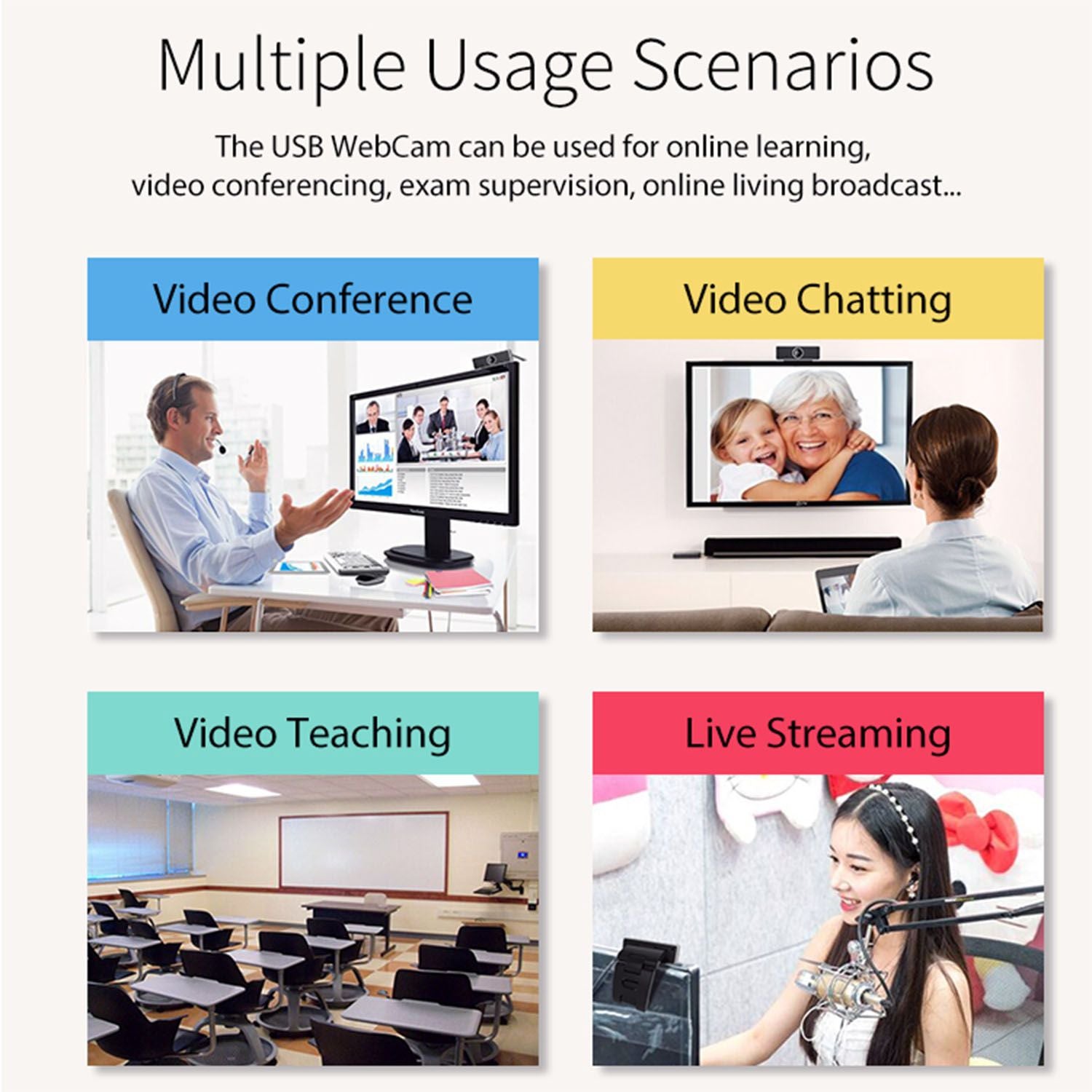 FHD 1080p Webcam USB PC Komputer Webcam Auto Focus dengan Mikrofon 60 Deregreen Laptop Laptop Webcam Langsung Webcam Streaming