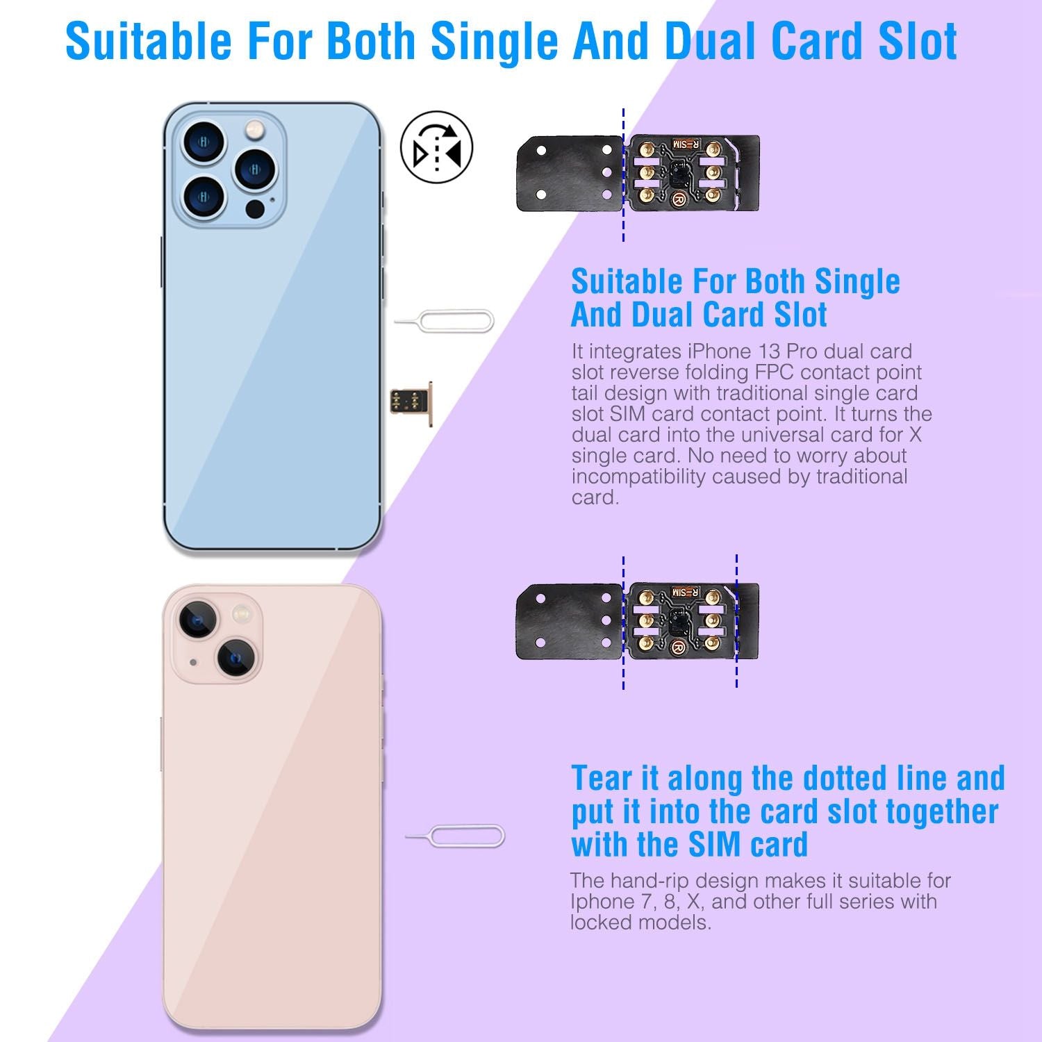 Black R-SIM17 Nano unlock card for iPhone with dual card slot, compatible with iOS 15, featuring a 256k memory chip.