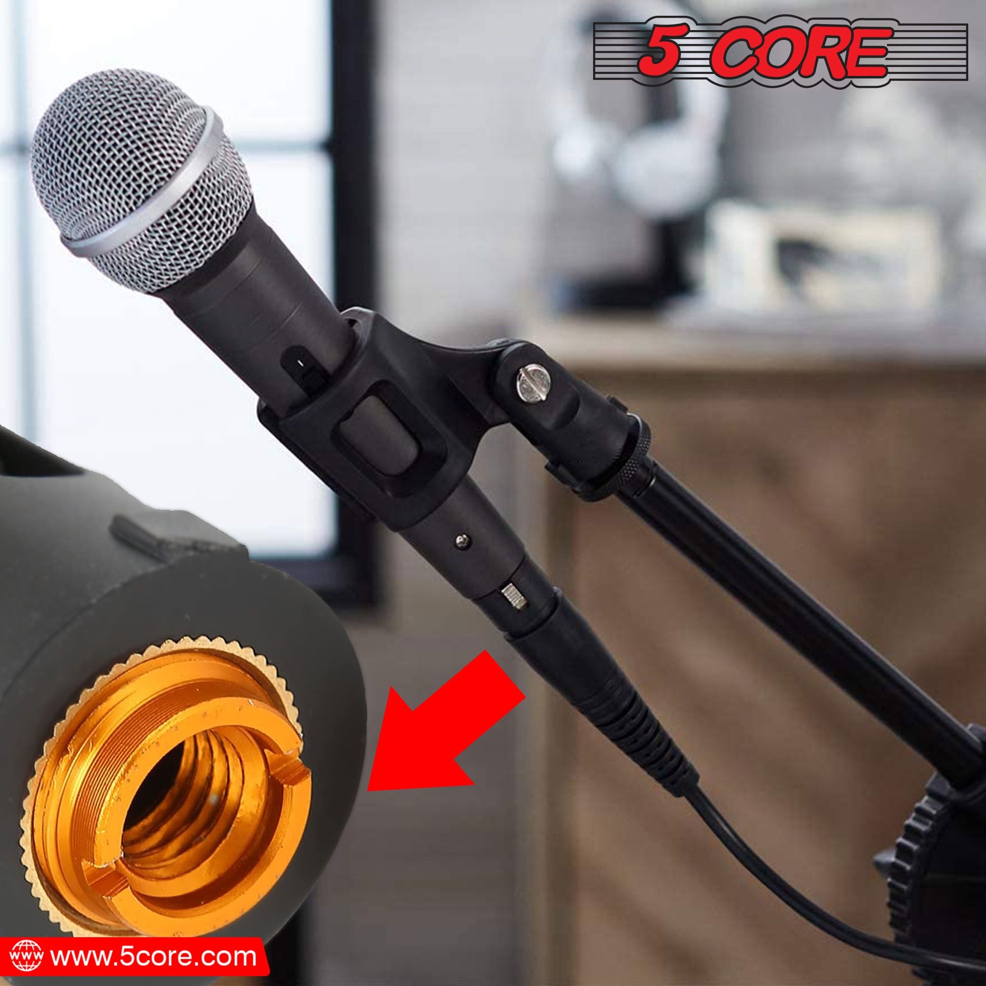5 clip mic lõi cho đứng 6 mảnh micrô clip clip có thể điều chỉnh với bộ chuyển đổi nữ 5/8 "nam đến 3/8" phù hợp với micro cầm tay, MC-01 6 pc