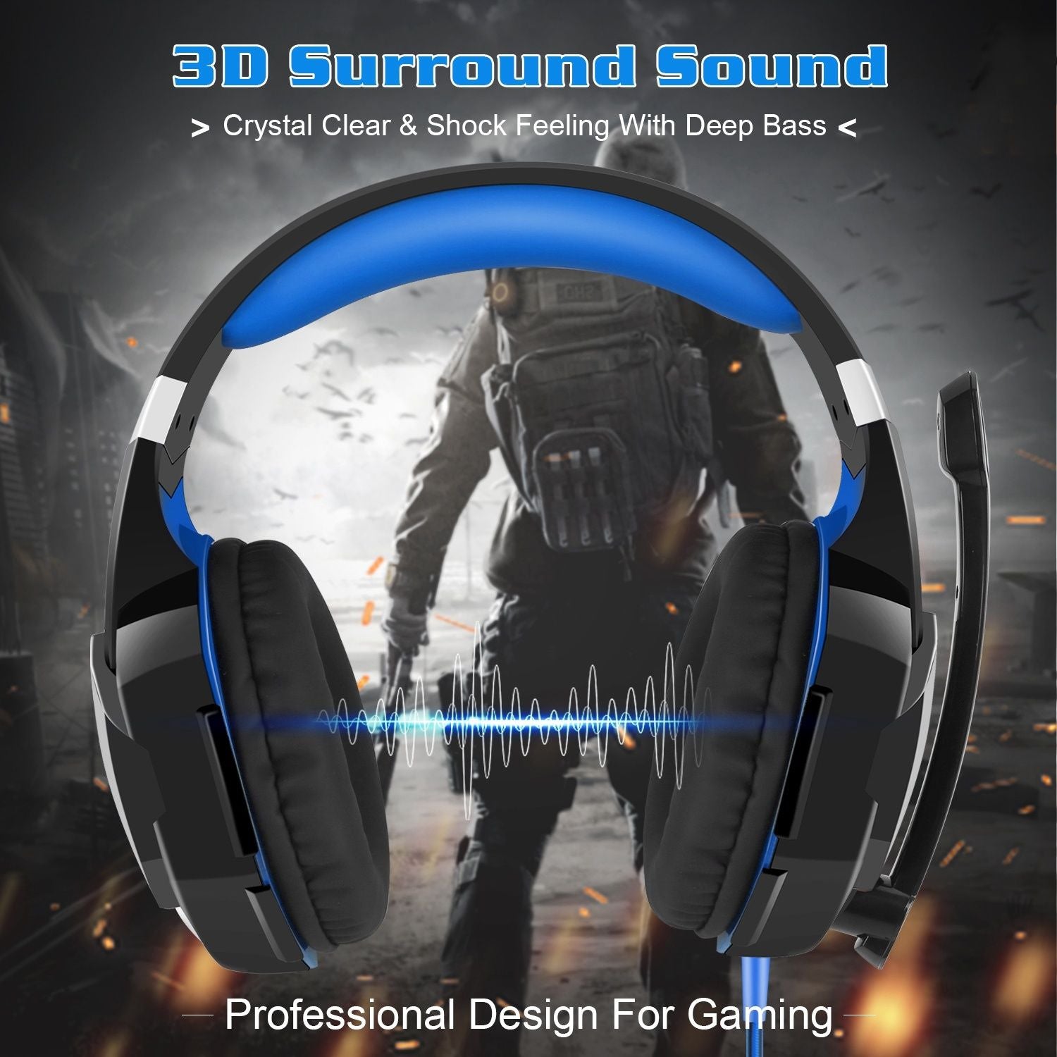 Gaming Headset 50mm Stereo Over Ear - PS4 Xbox Switch PC LED