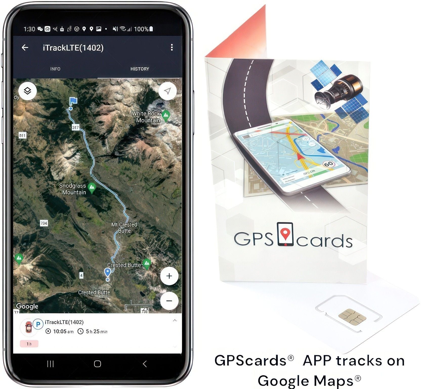 GPScards GPS SIM Card - Global 4G/5G Tracker Data + Mobile App