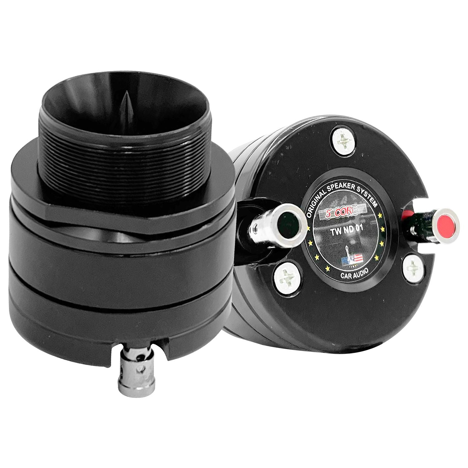 5 Core 1-inch titanium bullet tweeter, 200W, 4-ohm, neodymium speaker horn in black.