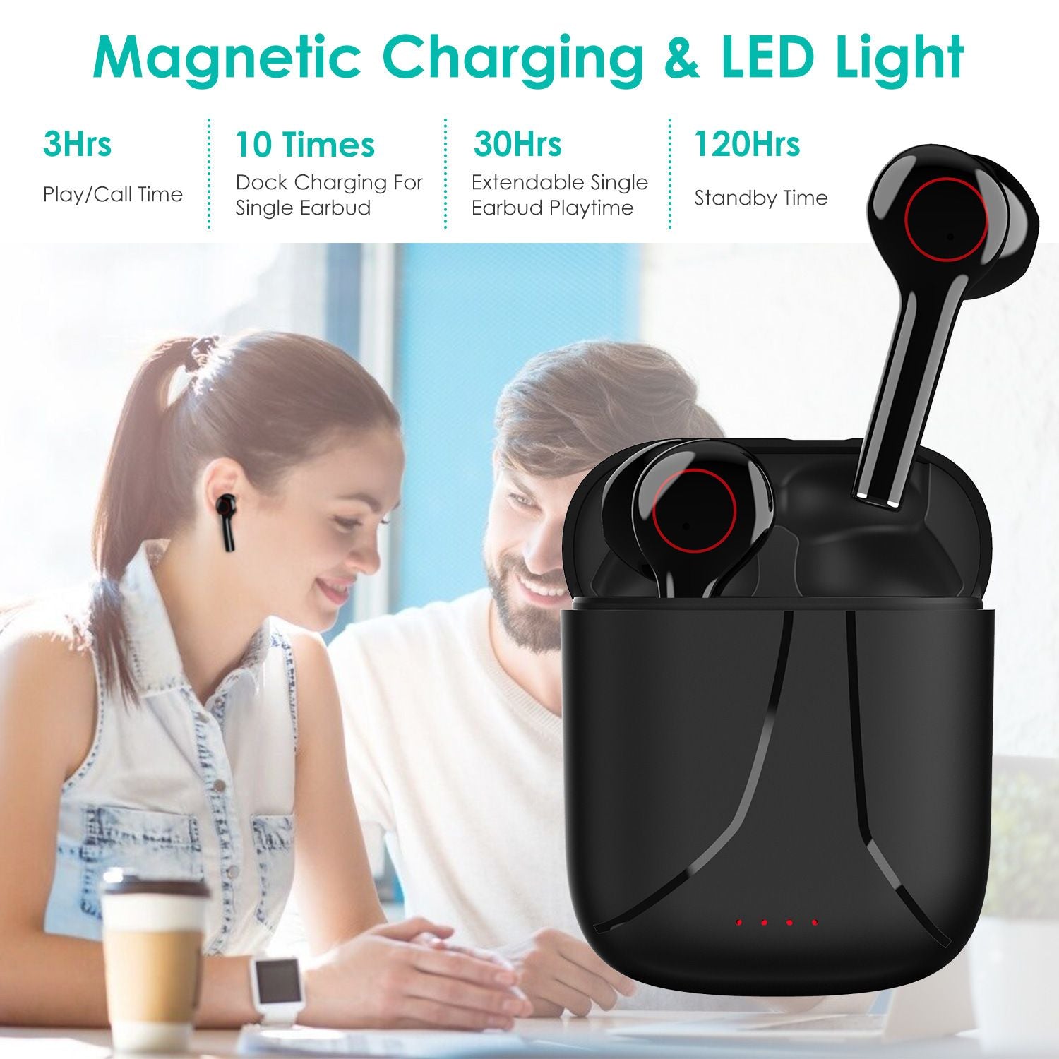 IPX5 Waterproof Wireless 5.0 TWS Earbuds with Charging Case