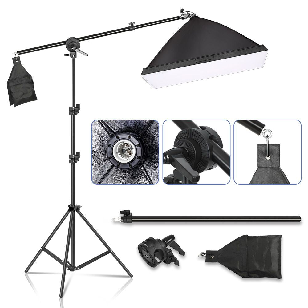 Tripod for Softbox Light Stand Photo Studio 2M with 1.4M Boom Arm Flexible Sandbag Supporting Lighting Photography Phone Flash