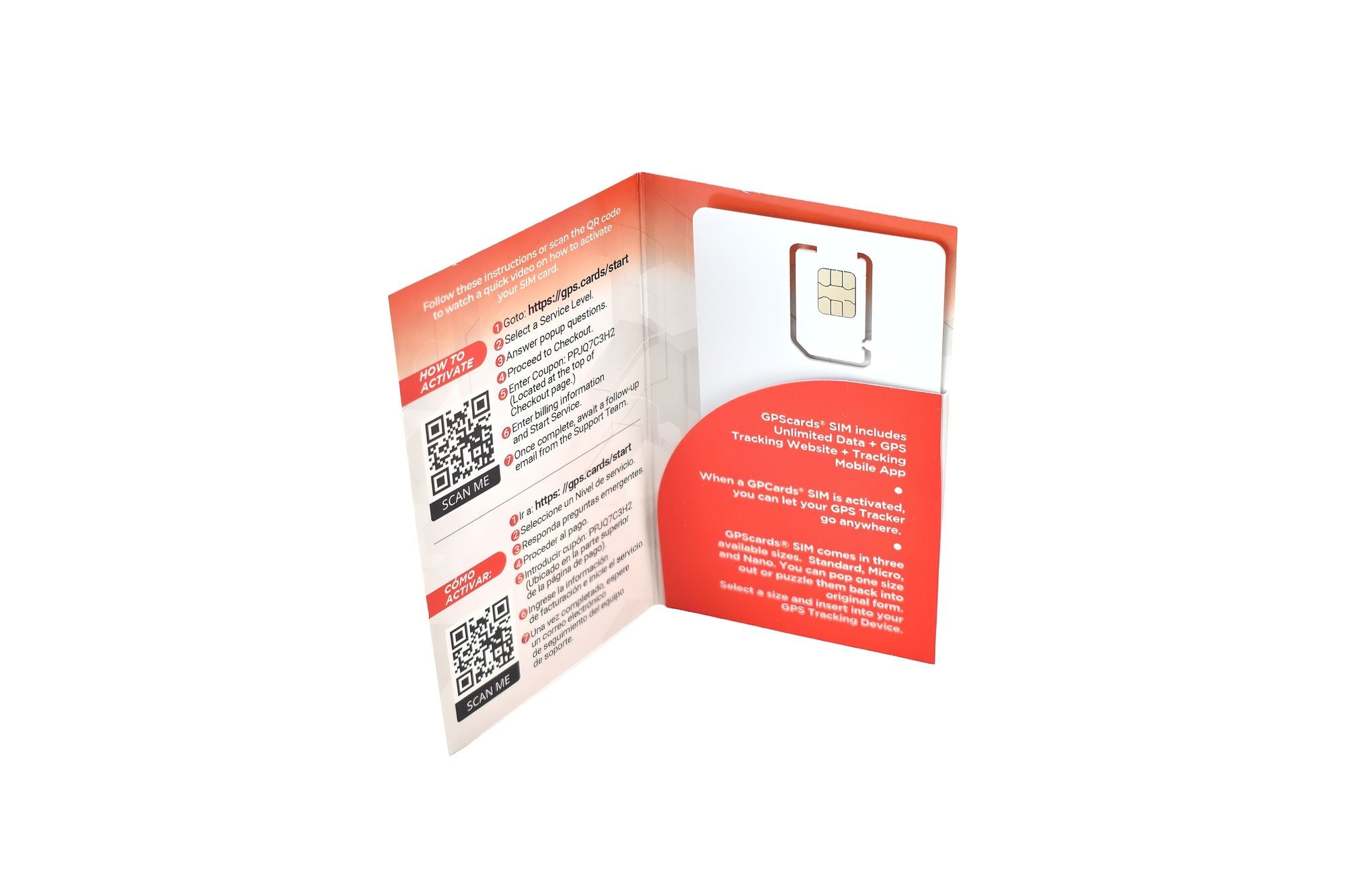 GPScards 3in1 GPS Tracker SIM Card - Unlimited Data & Mobile App