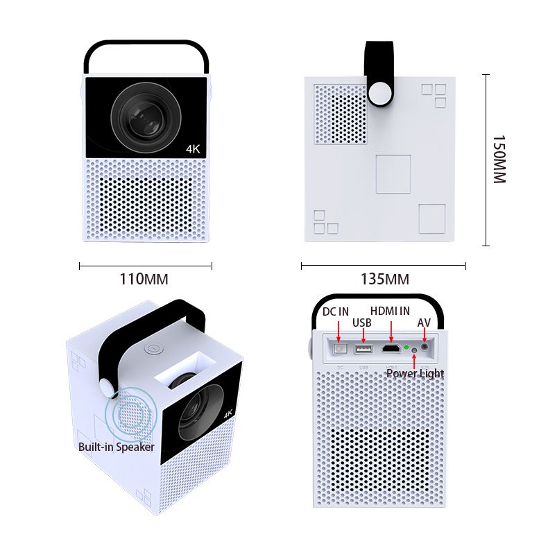 FMUSER Y2 4K Portable Interactive Projector Android 9.0 HDMI WiFi