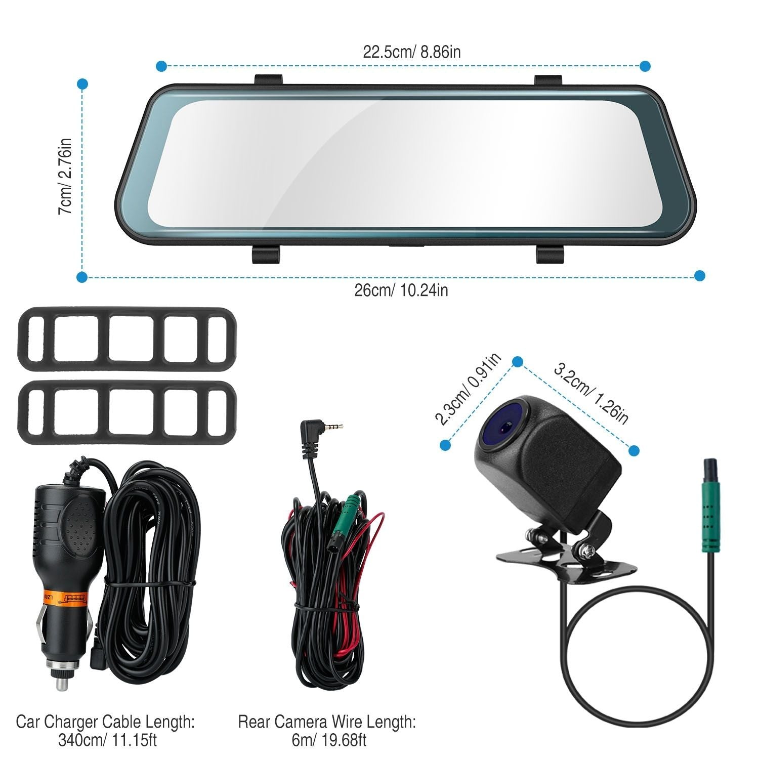 FHD 1080P CAR DVR DASH KAMERA 9.66in Perekam Mengemudi Kendaraan W/ G Sensor Parkir Pemantauan Rekaman Seamless