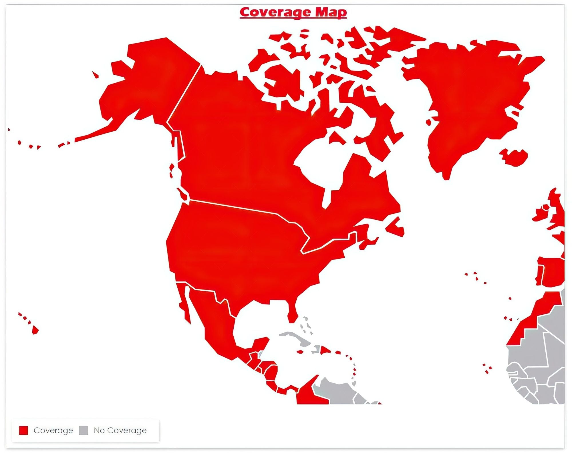 Coverage map highlighting regions with and without service for GPScards SIM card used in GF07 GPS Tracker.