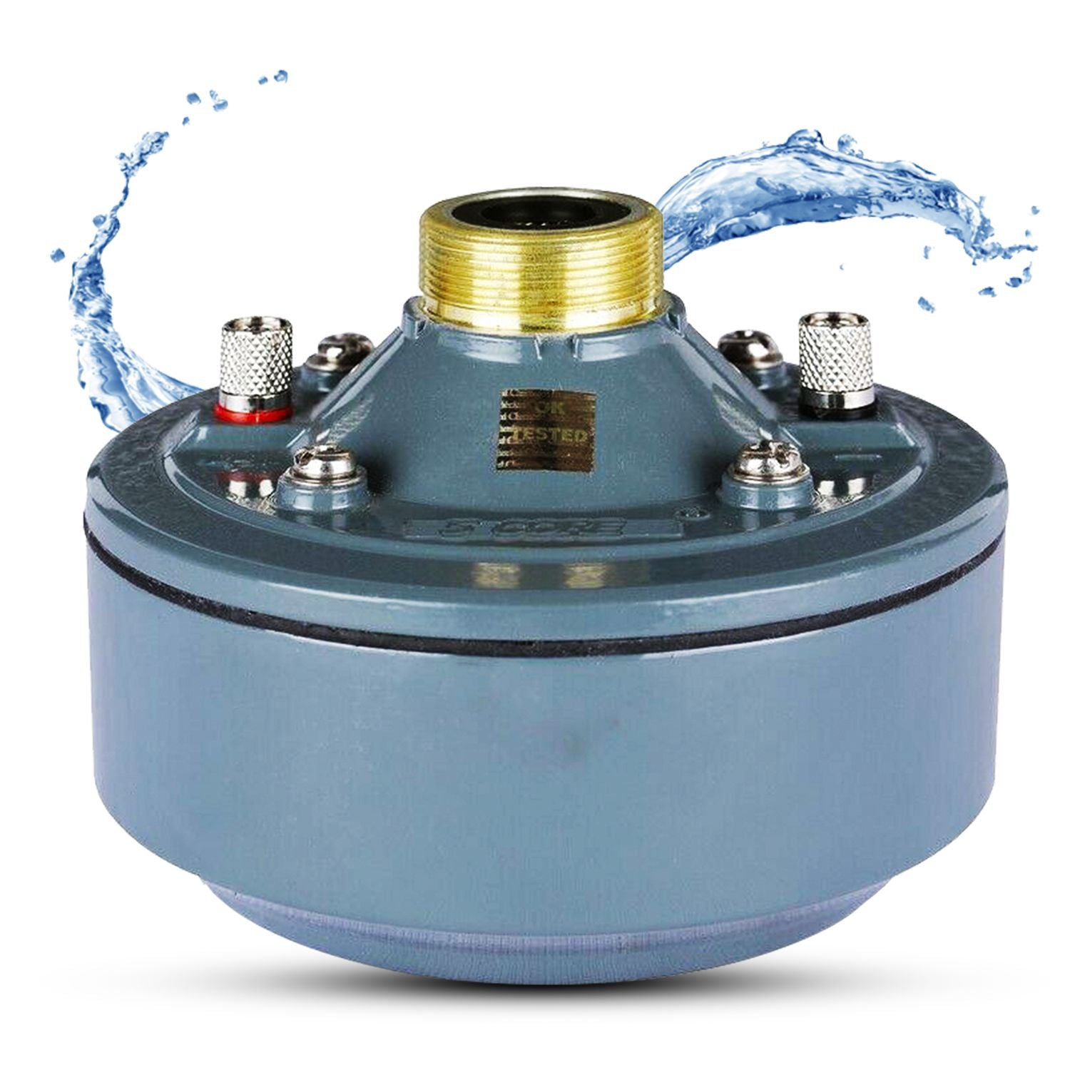 5 Core 600W compression driver tweeter in aluminum, 16-ohm horn speaker with brass fitting and waterproof design.