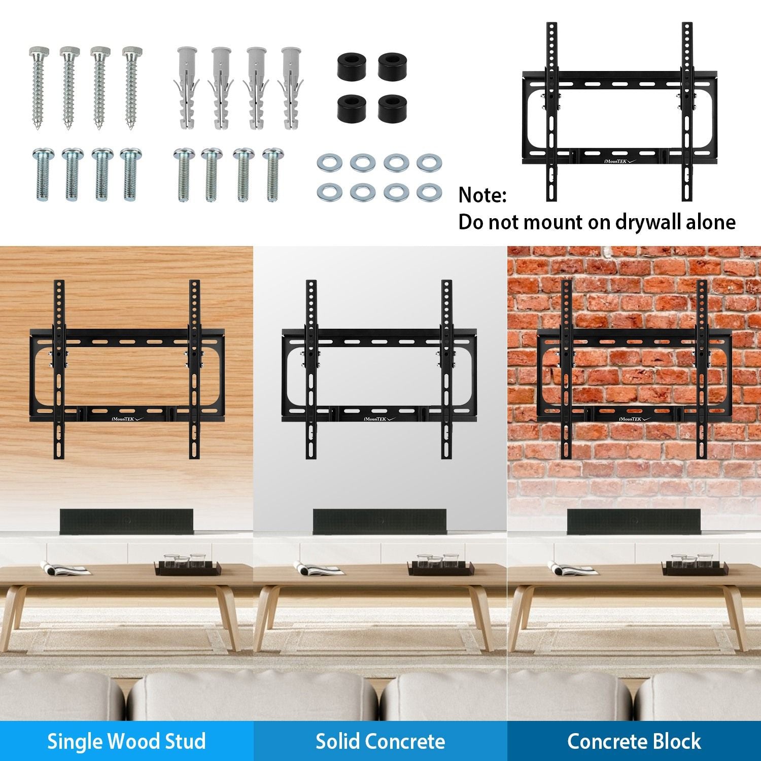 Heavy duty black steel TV wall mount bracket for 32-55" TVs, VESA 400x400, 88lb capacity, with 10-degree tilt.