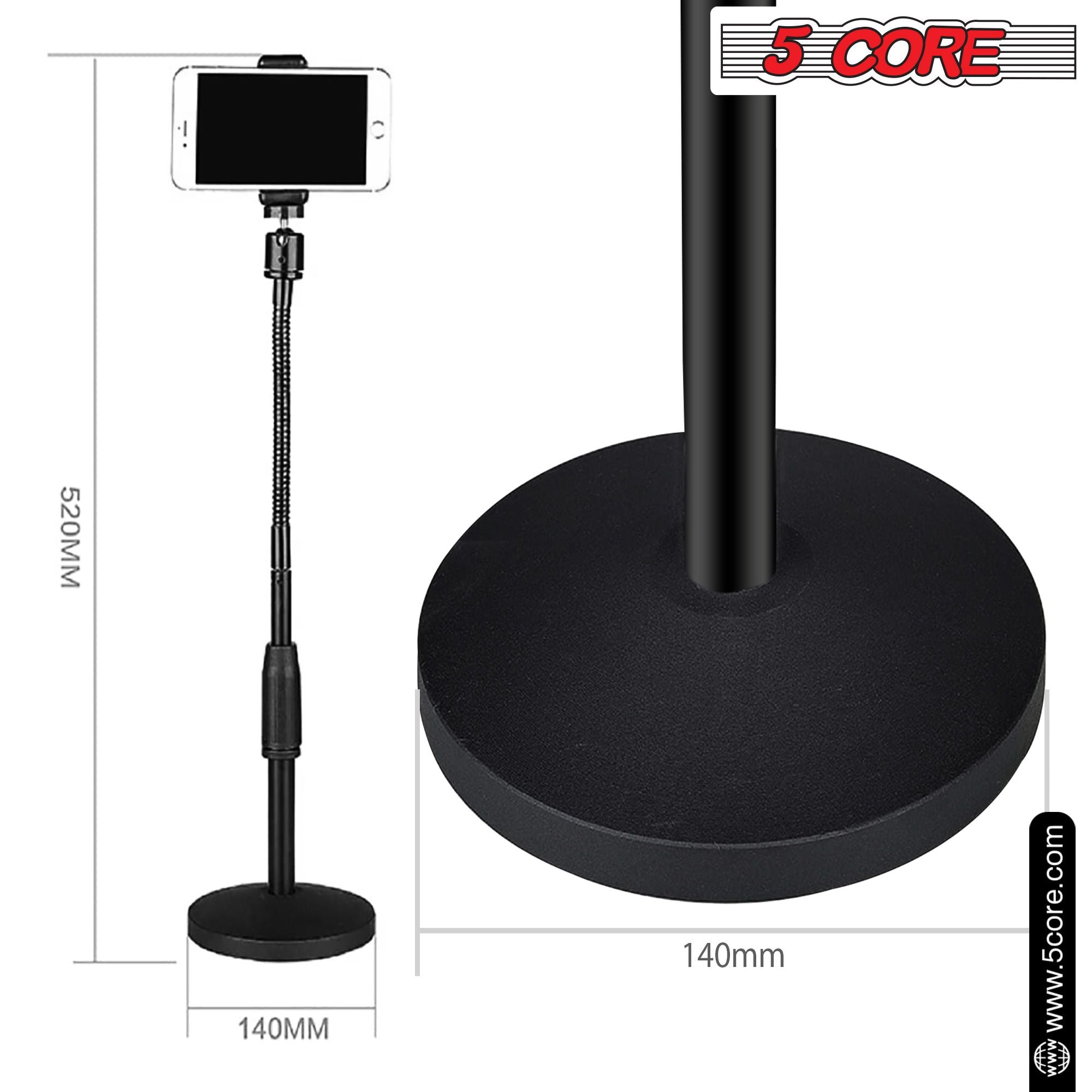 5 Core Gooseneck Điện thoại giữ giá cho bàn bàn tay linh hoạt với đế tròn chống trượt, điện thoại di động gắn kẹp tương thích với tất cả các điện thoại thông minh RBS mob