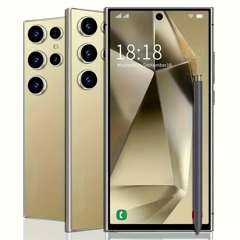 8GB+256GB I24 Ultra Android 13 Smartphone - 6.8"HD Display, 6000mAh Battery, Built- in Stylus Pen, Unlocked Cell Phone For Global Use(Gold)